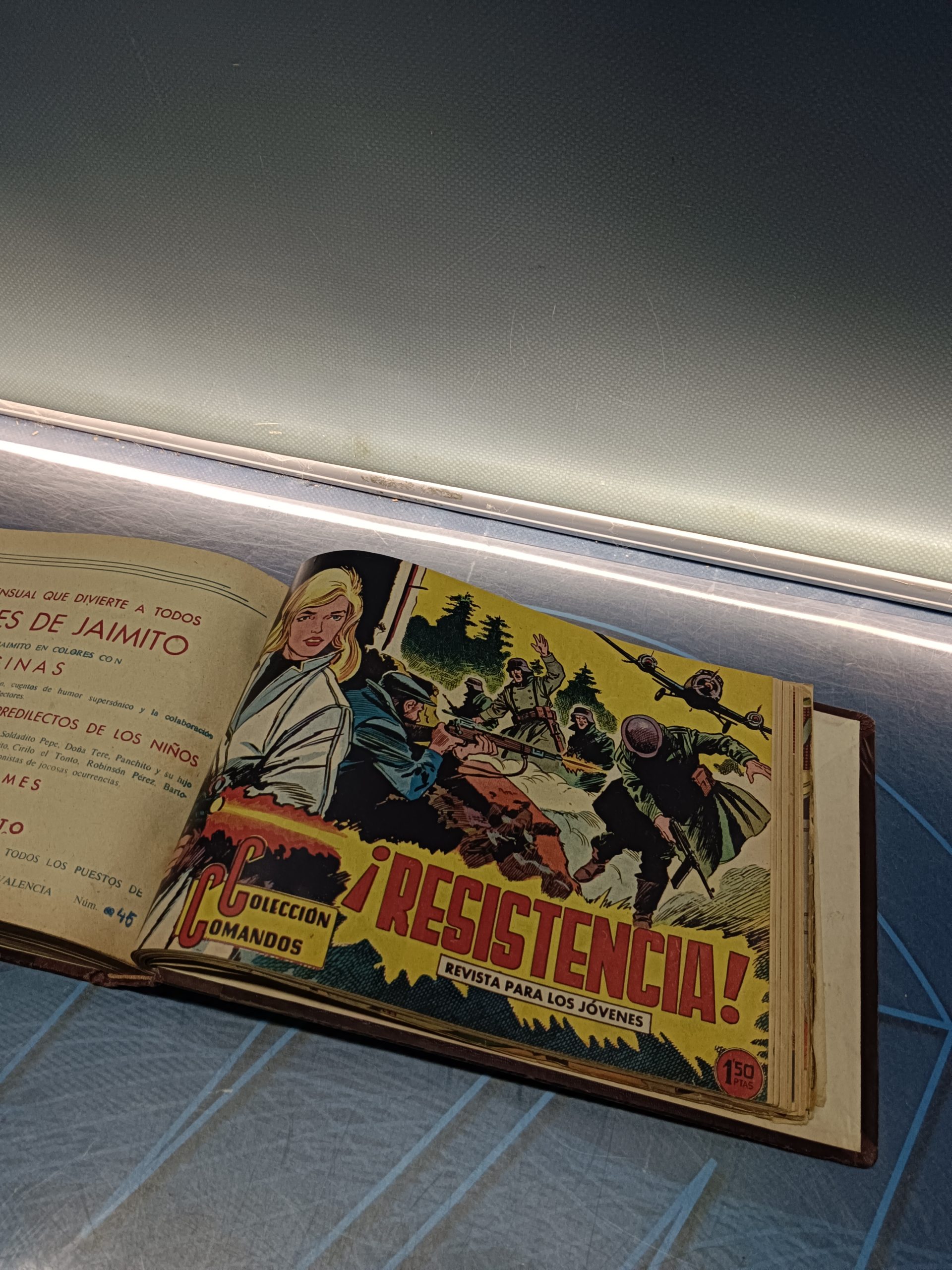 IMG_20250309_194545 tebeo apaisado cómic, COLECCIÓN COMANDOS,  53 NÚMEROS,  ENCUADERNADOS ORIGINAL. EDIT.VALENCIANA 1954 - Imagen 13
