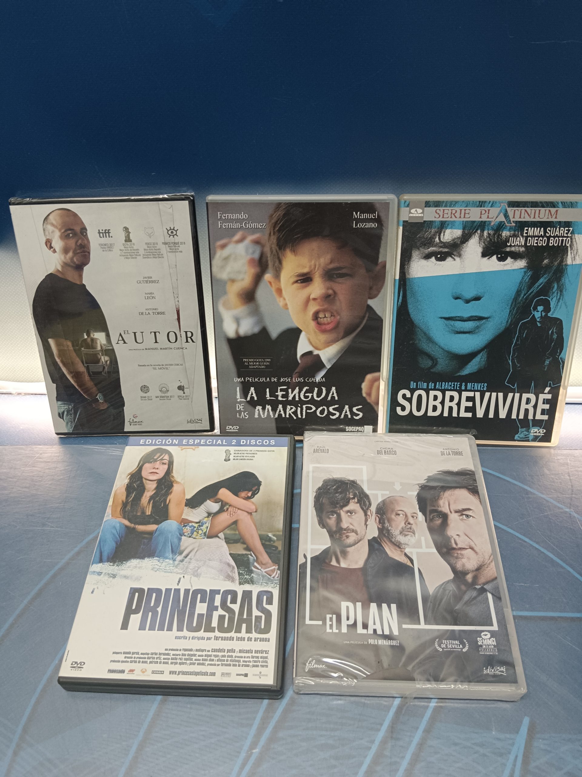 5 DvDs cine español-EL AUTOR-PRINCESAS-EL PLAN-SOBREVIVIRE-LA LENGUA DE LAS MARIPOSAS