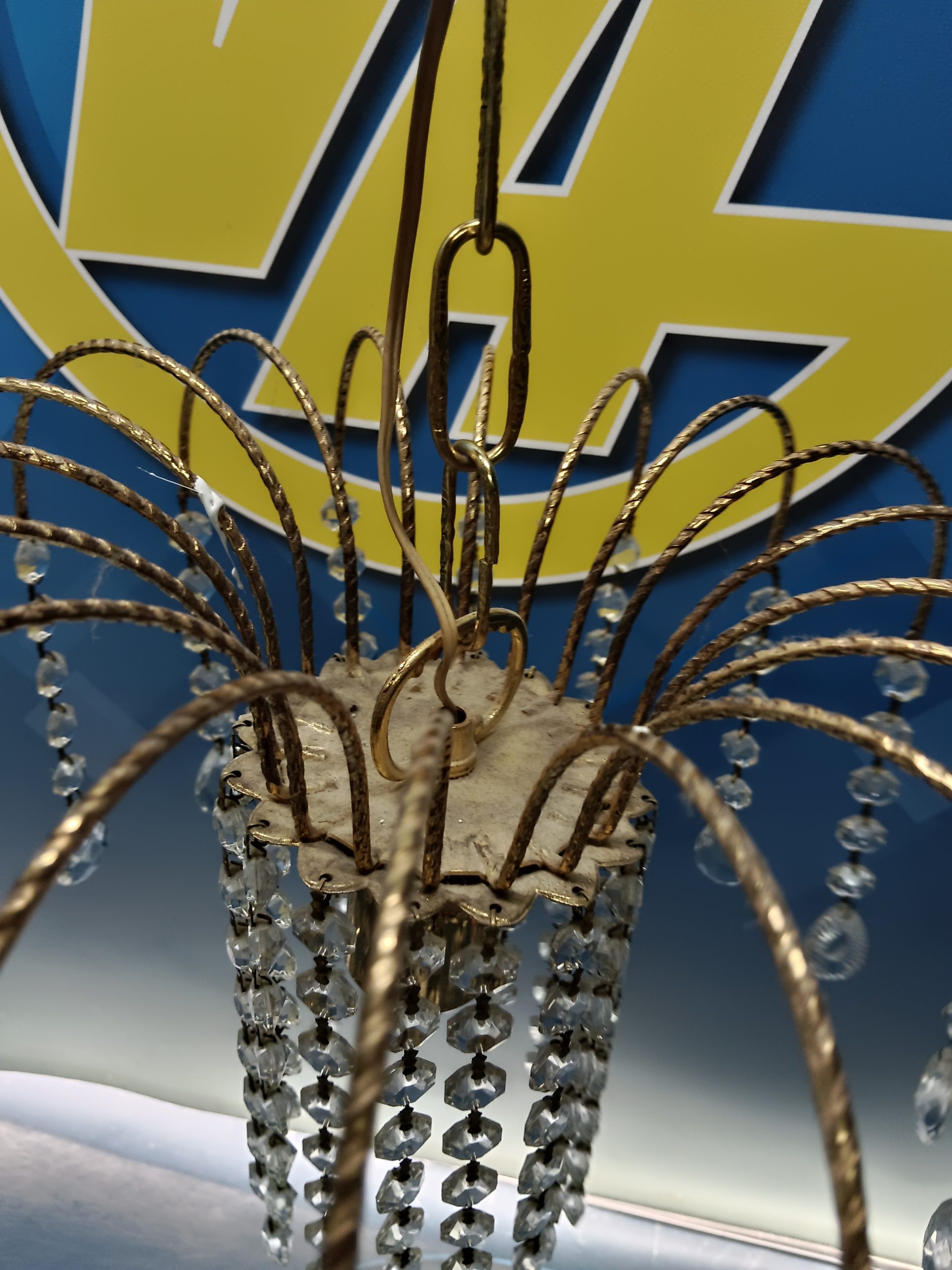 Preciosa Lampara de techo Araña, mid century, cristal de roca, 18 brazos, 56 cm. - Imagen 3