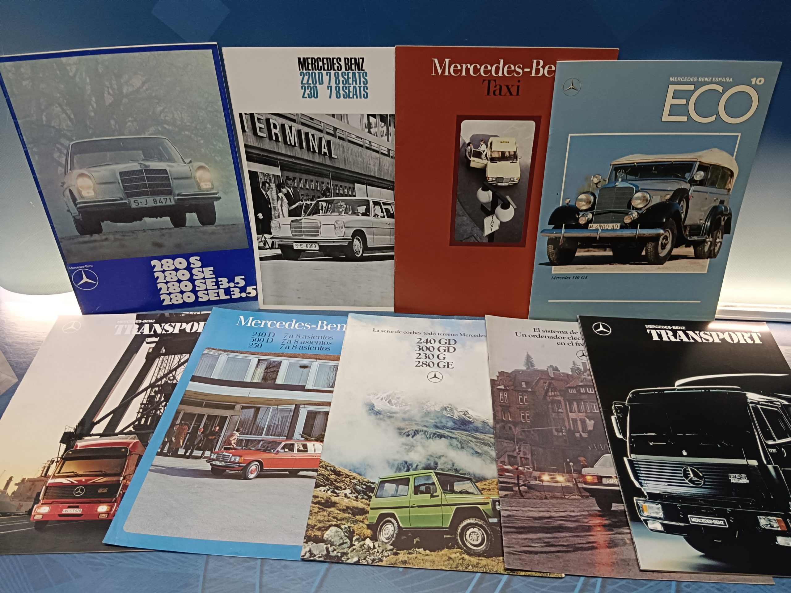 9 catalogos variados, Mercedes Benz, descatalogados, en perfecto estado
