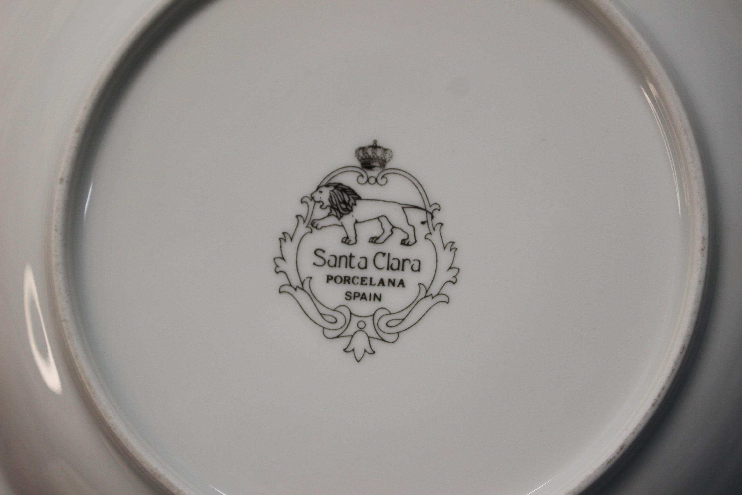 Santa Clara vajilla de porcelana. Flor de Loto. Incompleta, 12 piezas. - Imagen 10