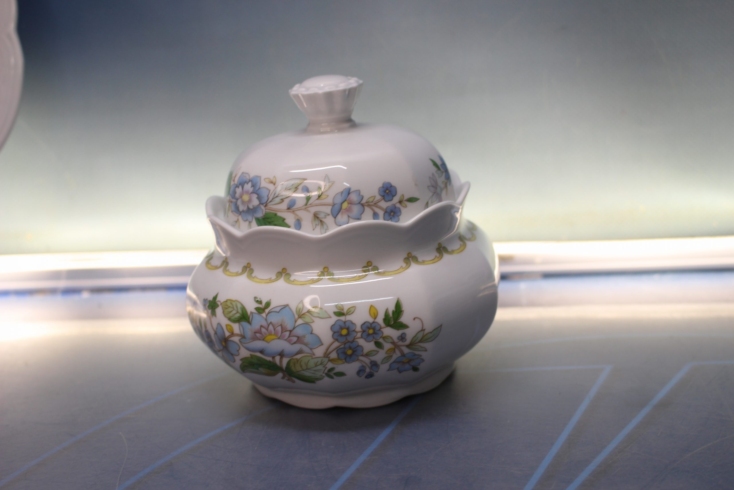 Santa Clara vajilla de porcelana. Flor de Loto. Incompleta, 12 piezas. - Imagen 7