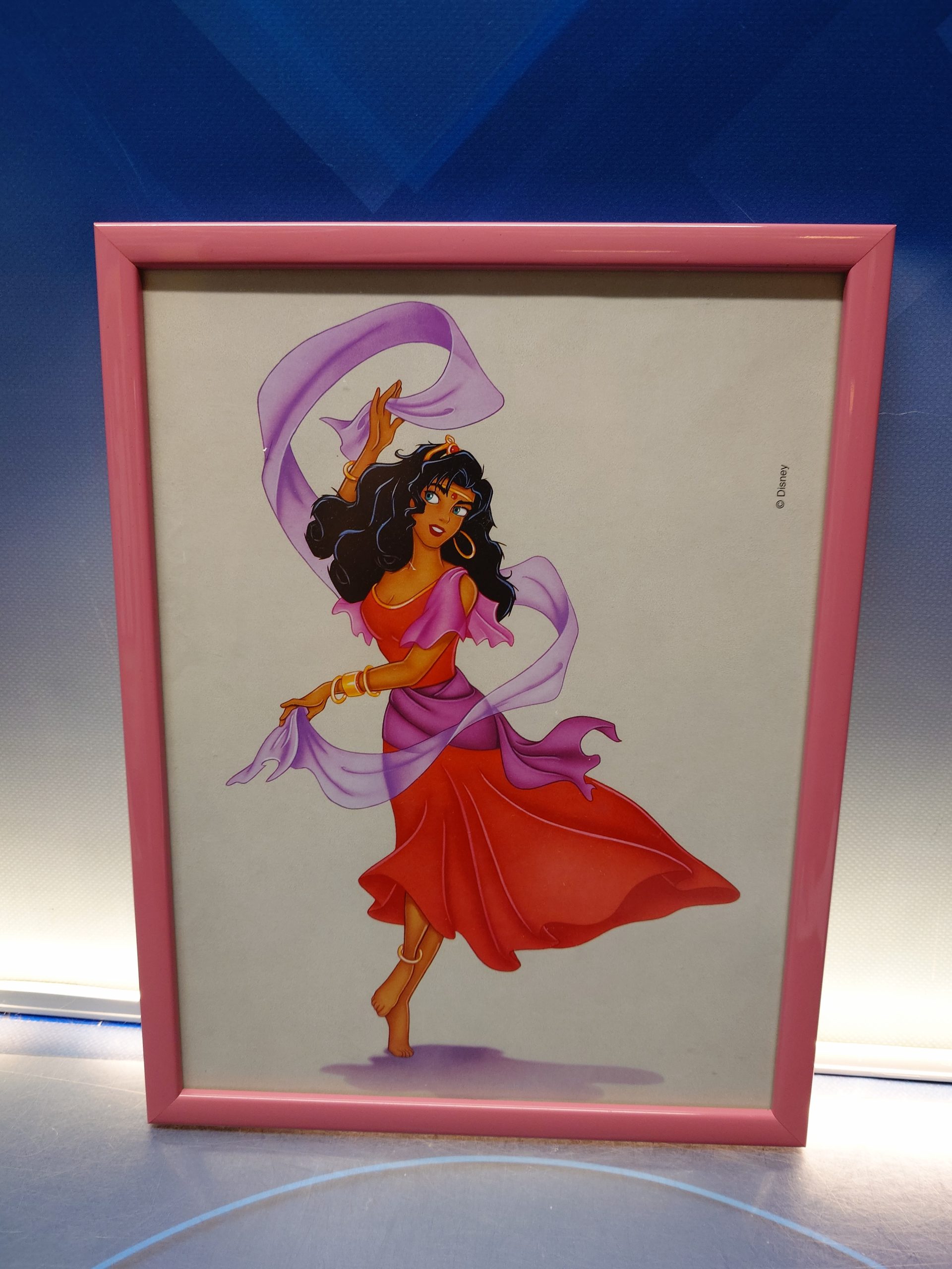 Ilustración Disney aladdín ilustración y marcada en cristal y Marco