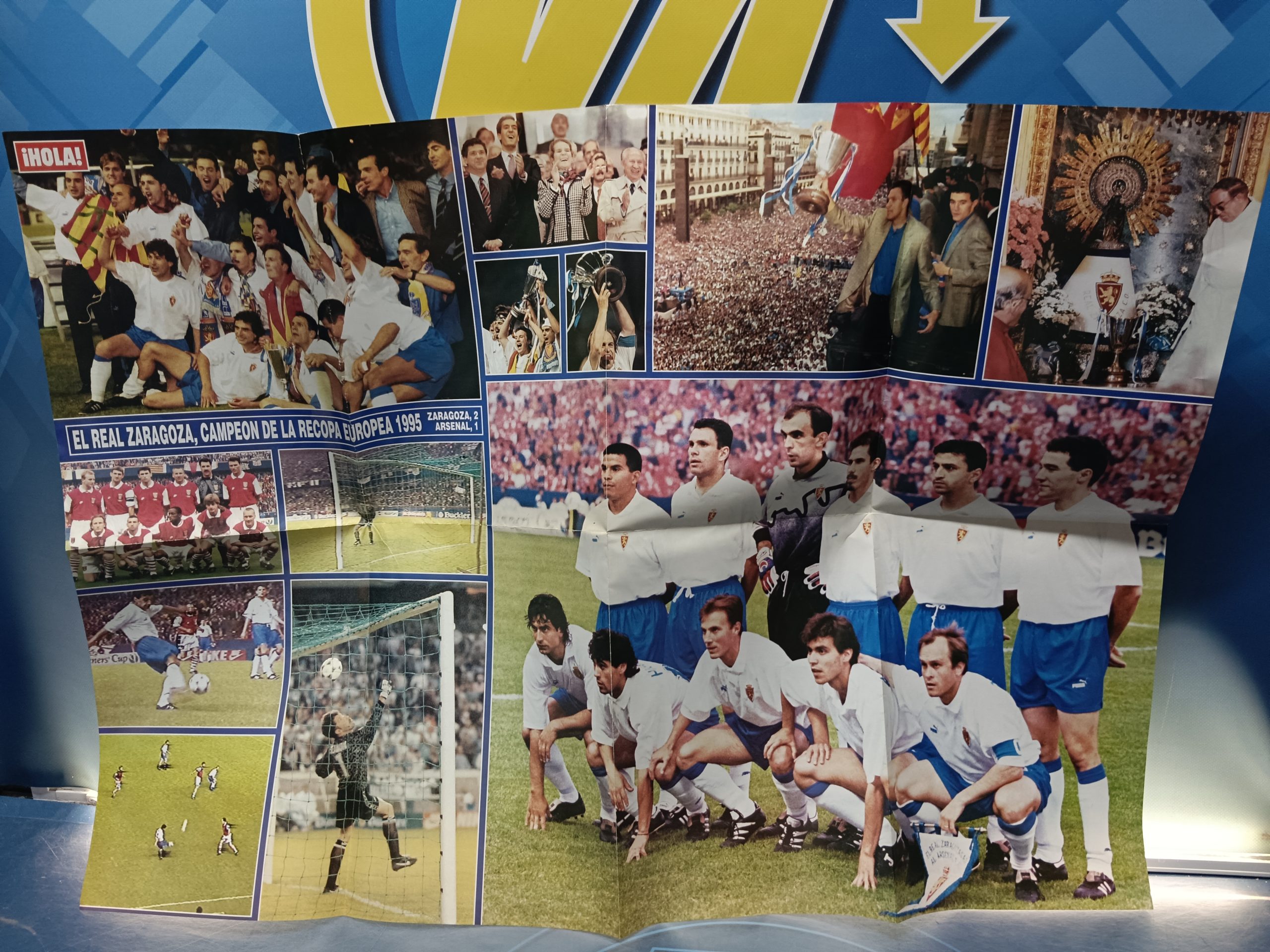 Poster REVISTA HOLA, REAL ZARAGOZA, CAMPEÓN RECOPA, 1995 GOL de NAYIM