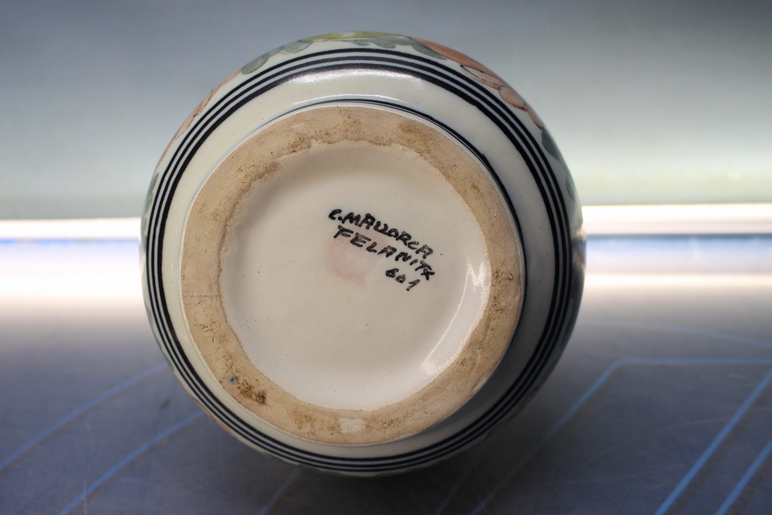 Jarrón cerámica Felanitx, Mallorca. Flores y motivos geométricos. - Imagen 3