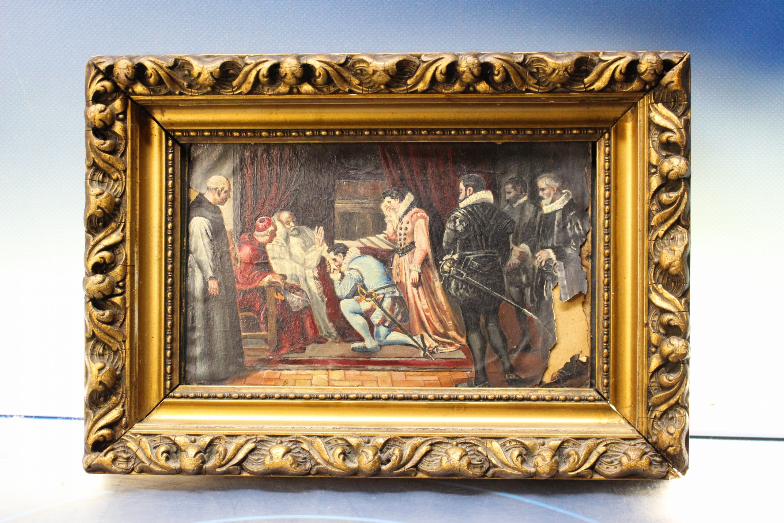 Reproducción de “Ultimos momentos de Felipe II” de Francisco Jover y Casanova. Óleo sobre papel. - Imagen 2