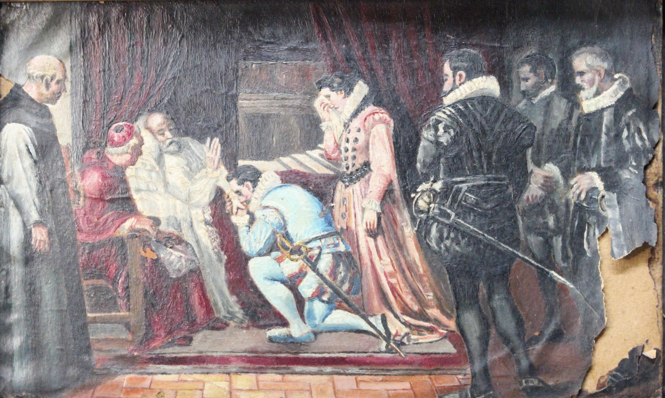 Reproducción de “Ultimos momentos de Felipe II” de Francisco Jover y Casanova. Óleo sobre papel. - Imagen 8