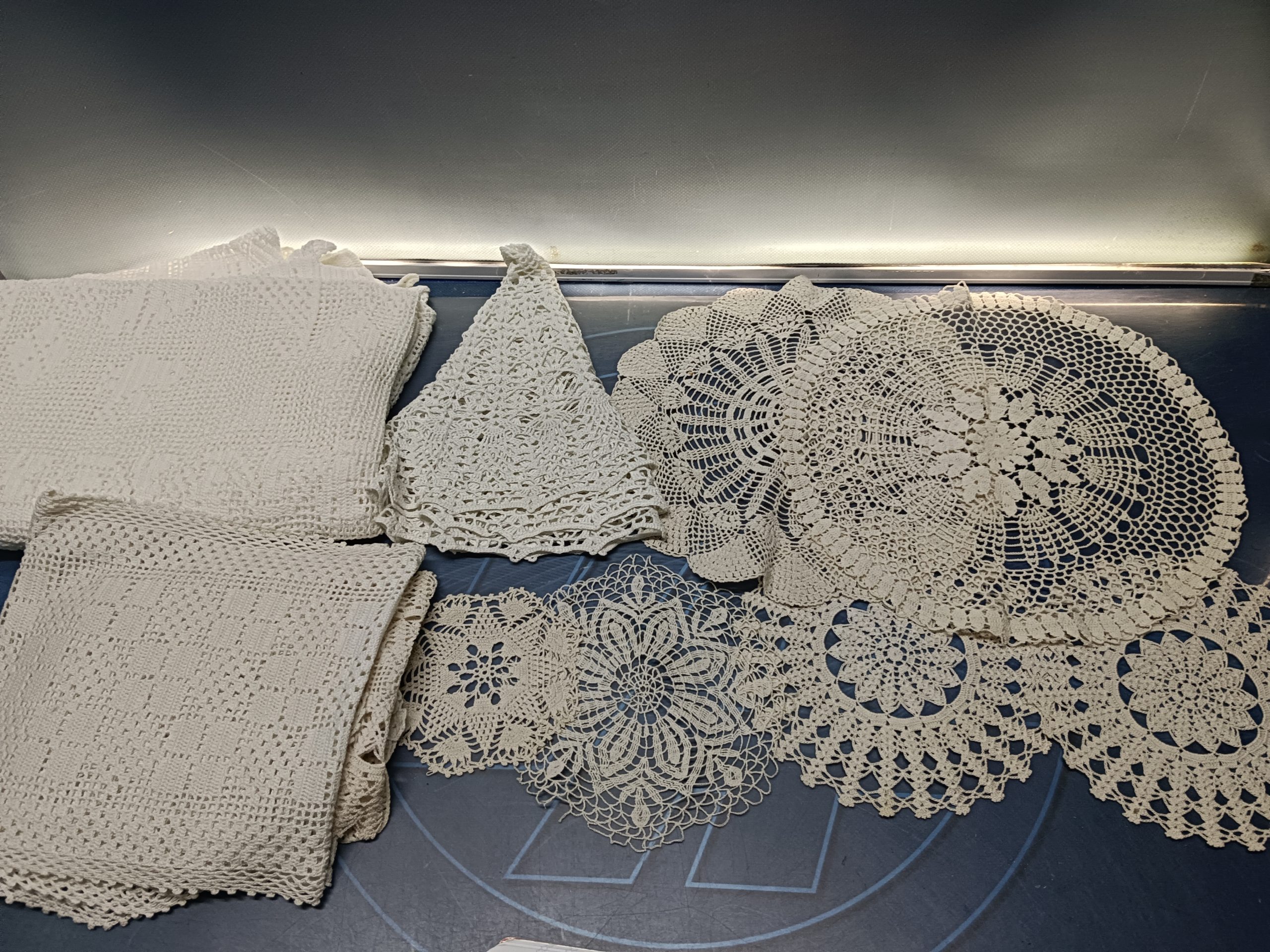 Juego de tapetes y manteles individuales, ganchillo